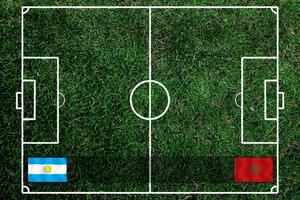 competencia de copa de futbol entre la nacional argentina y la nacional de marruecos. foto