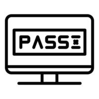 Monitor password icon, outline style vector