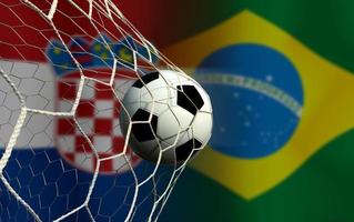 competición de copa de fútbol entre croacia nacional y brasil nacional. foto
