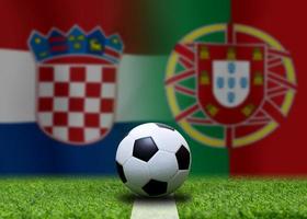 Football Cup competition between the national Croatia and national Portuguese. photo