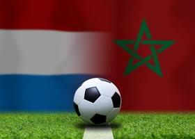 competición de copa de fútbol entre los países bajos nacionales y marruecos nacional. foto