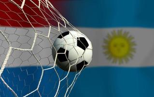 competición de copa de fútbol entre los países bajos nacional y argentina nacional. foto