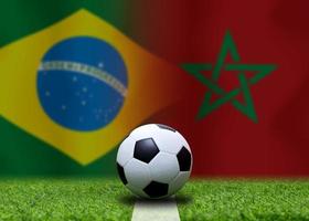 Football Cup competition between the national Brazil and national Morocco. photo
