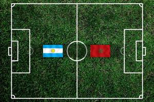 competencia de copa de futbol entre la nacional argentina y la nacional de marruecos. foto
