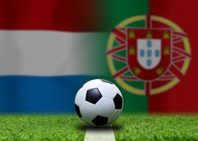 competición de copa de fútbol entre los países bajos nacionales y los portugueses nacionales. foto