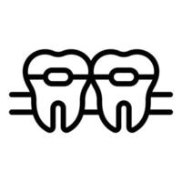 Teeth braces icon, outline style vector