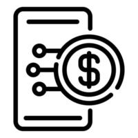 Mobile dollar app icon, outline style vector