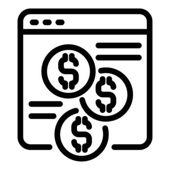 icono de monetización web, estilo de esquema vector
