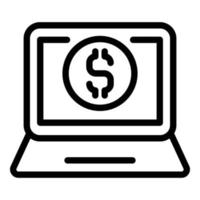 Laptop monetization icon, outline style vector