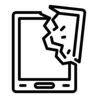 Crashed tablet icon, outline style vector