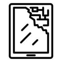 Damaged display icon, outline style vector