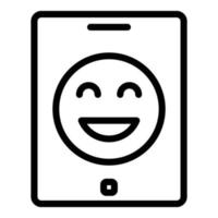 Smile on tablet icon, outline style vector