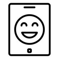 sonrisa en el icono de la tableta, estilo de esquema vector