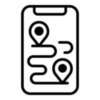 Running smartphone route icon, outline style vector