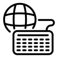 Global online course icon, outline style vector