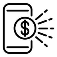 icono de pago digital, estilo de esquema vector