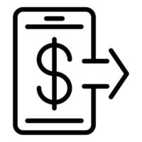 Dollar mobile transfer icon, outline style vector