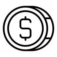 icono de monedas de subasta, estilo de contorno vector