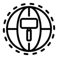 icono de subasta global, estilo de esquema vector