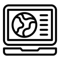 Marketing laptop icon, outline style vector