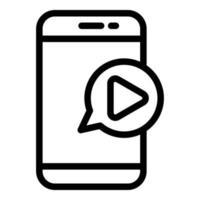 icono de reproducción de video del teléfono, estilo de contorno vector