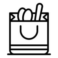 Full shop bag icon, outline style vector