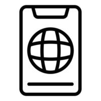 Globe phone icon, outline style vector