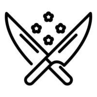 Crossed knifes icon, outline style vector