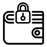 Wallet lock icon, outline style vector