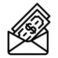 Money envelope icon, outline style vector