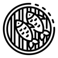 Grilled fish icon, outline style vector