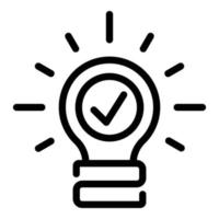 Done bulb idea icon, outline style vector