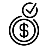 Done dollar icon, outline style vector