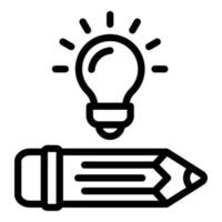 Idea and pencil icon, outline style vector