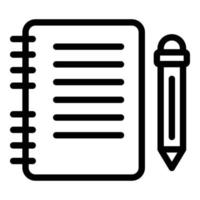 Notebook and pencil icon, outline style vector