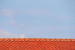 Roof on top and blue sky white cloud background photo