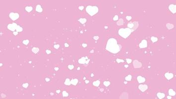 blur element white big hearts with shiny star rotating on pastel pink texture photo