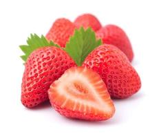 Fresh strawberry with leaves photo