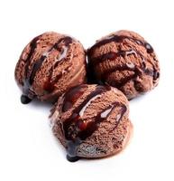 Balls of chocolate ice cream . photo