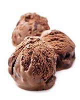 Balls of chocolate ice cream. photo