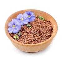 Flax seeds with flowers photo