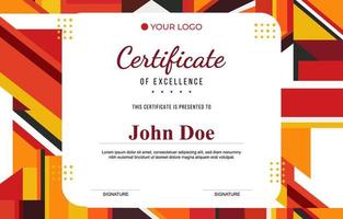 Modern Red Orange Geometric Certificate Template vector