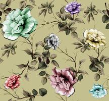 Flower with leave seamless pattern photo