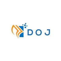 diseño de logotipo de contabilidad de reparación de crédito doj sobre fondo blanco. concepto de logotipo de letra de gráfico de crecimiento de iniciales creativas doj. diseño del logotipo de finanzas empresariales del doj. vector