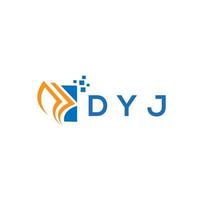 diseño de logotipo de contabilidad de reparación de crédito dyj sobre fondo blanco. dyj creative iniciales gráfico de crecimiento letra logo concepto. diseño del logotipo de finanzas empresariales dyj. vector