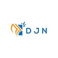 diseño de logotipo de contabilidad de reparación de crédito djn sobre fondo blanco. djn creative iniciales crecimiento gráfico carta logo concepto. diseño del logotipo de finanzas empresariales djn. vector