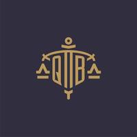 Monogram QB logo for legal firm with geometric scale and sword style vector