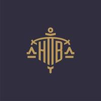 Monogram HB logo for legal firm with geometric scale and sword style vector