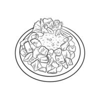 Engraving hand drawn Tahu Tek vector