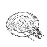 Engraving hand drawn Sate vector